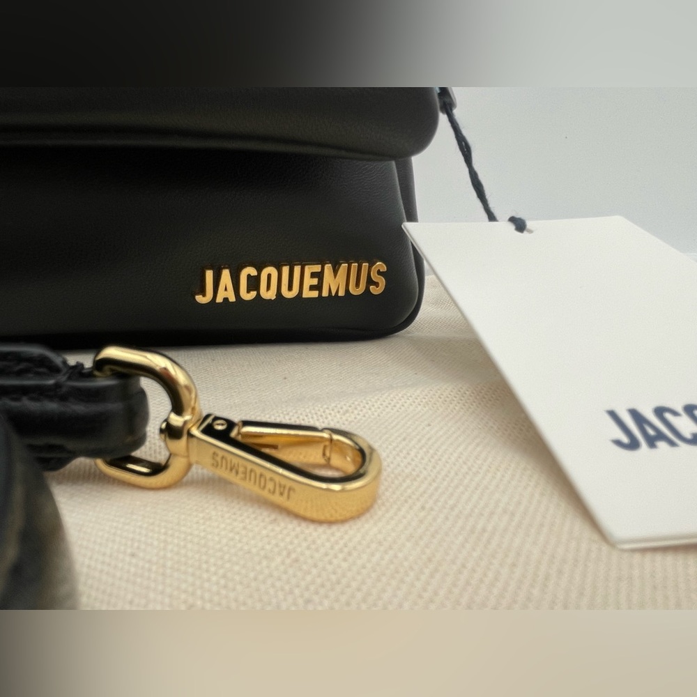 ❌❌SOLD! JACQUEMUS BLACK LEATHER LARGE LAMBSKIN BAMBIMOU SHOULDER BAG PURSE NWT! - Picture 9 of 16
